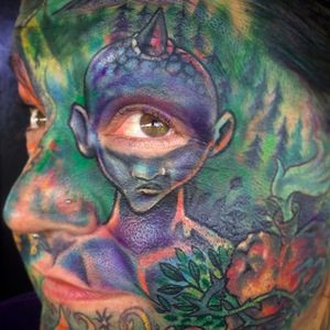 Holy fuck this is crazy! I kinda love it! Face tat by Johnny Smith (via IG -- johnnysmithart) #johnnysmith #facetatto #cyclops