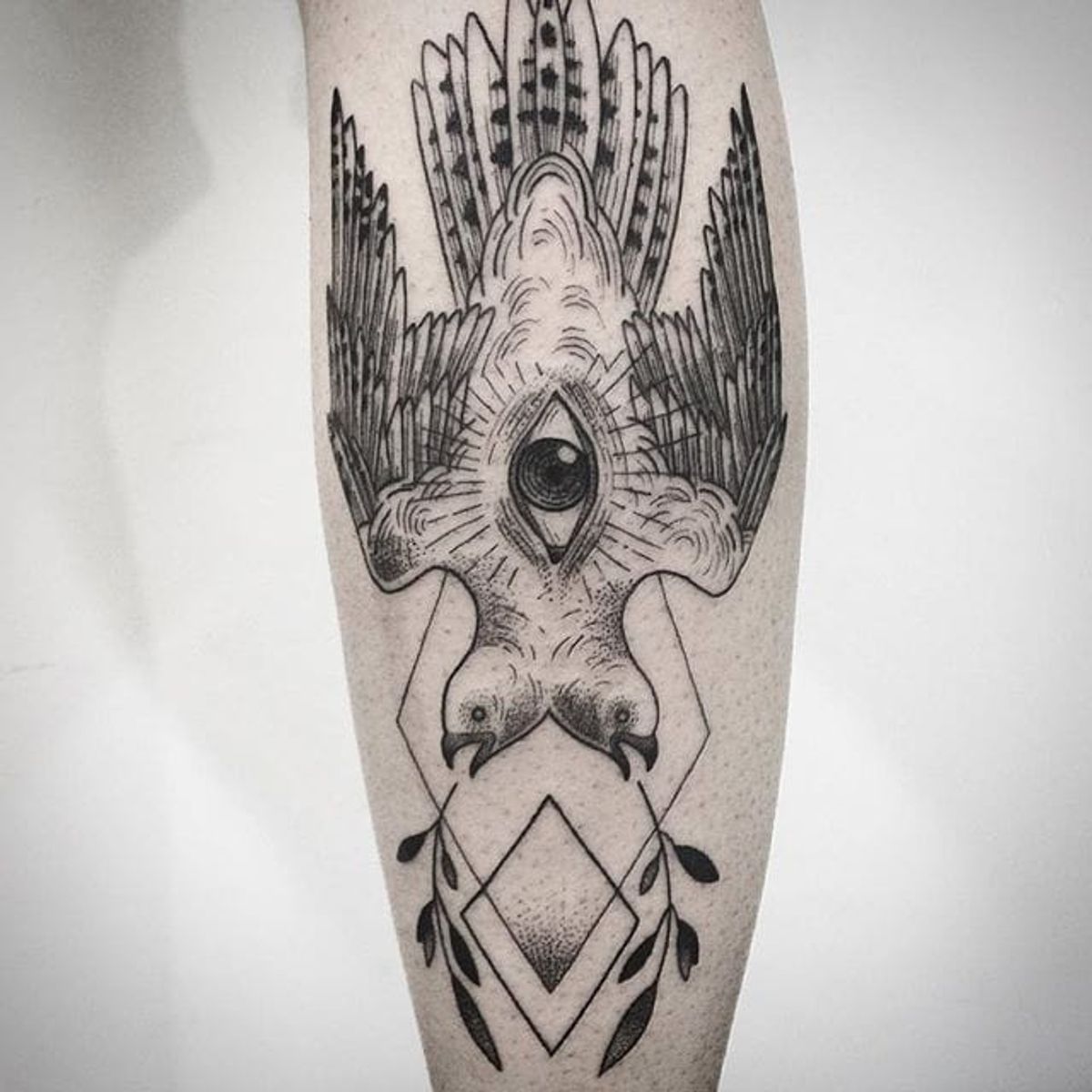 Tattoo uploaded by Xavier • Blackwork two-headed bird tattoo by ...