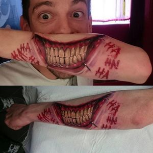 Suicide Squad tattoo by Lee Reynolds. #suicidesquad #dc #popculture #comics #film #movie #joker #smile