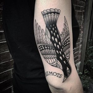 Blackwork bird tattoo by Sylvie le Sylvie. #SylvieLeSylvie #blackwork #pattern #bird