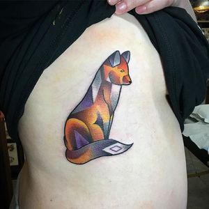Fox Tattoo by Blayne Bius #fox #contemporary #graphic #bold #colorful #BlayneBius
