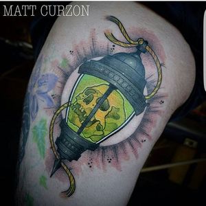 Neo Traditional Lantern Tattoo by Matt Curzon #lantern #neotraditional #neotraditionallantern #light #MattCurzon