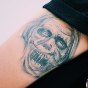 Scary portrait tattoo #TattooStreetStyle #StreetStyle #madridstreetstyle #scary #portrait #old #realistic