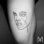 Single line face tattoo by Mo Ganji. #MoGanji #minimalist #singleline #continuousline #portrait #face