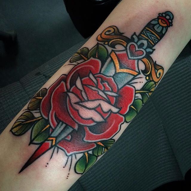 Black Traditional Old School Rose Elbow Tattoo  Rose elbow tattoo Traditional  rose tattoos Elbow tattoos