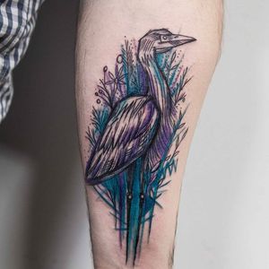 Heron tattoo by Ms. Kudu #MsKudu #sketchstyle #sketch #graphic #heron #bird