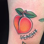 Peach tattoo by Cori James. #peach #fruit