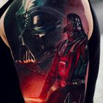 Darth Vader by Stefan Müller #StefanMuller #color #realism #realistic #hyperrealism #movietattoo #movie #StarWars #DarthVader #darkstar #scifi #galaxy #tattoooftheday