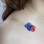 Hibiscus by Zihee (via IG-zihee_tattoo) #microtattoo #smalltattoo #femininetattoo #flowertattoo #watercolor #painterly #zihee