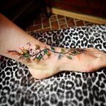 Floral watercolor foot piece by Debbie Ripper. #watercolor #DebbieRipper #floral #flower #botanical