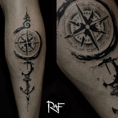 nautical compass tattoo forearm