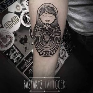 Russian doll tattoo by Bastartz #Bastartz #blackwork #geometric #russiandoll