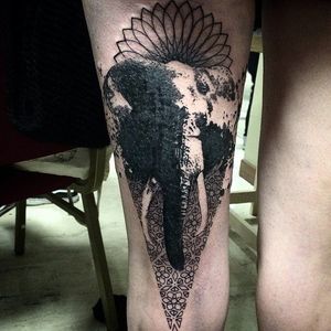Geomteric elephant tattoo #blackwork #elephant #JeanPierreMottin #geometric