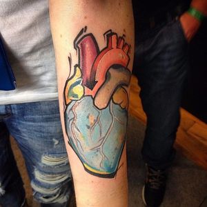 Heart tattoo by Szejn Szejnowski @szejno #heart #anatomical #graphic #graffiti #color #SzejnSzejnowski