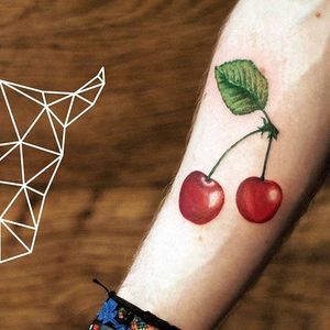 Cherry tattoo by Fabio Sgorlon. #cherry #fruit #sweet #realism #FabioSogorlon