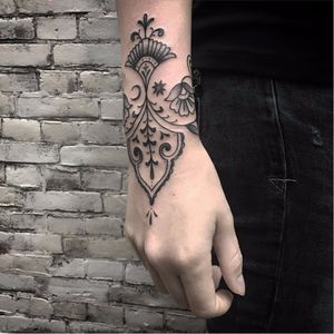 Ornamental tattoo by Kim Rense #KimRense #ornamental #linework #blackwork