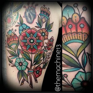 Flower Tattoo by Zack Taylor #Flower #TraditionalTattoos #TraditionalTattoo #OldSchool #OldSchoolTattoos #Traditional #ZackTaylor