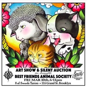 Friday March 10th Brooklyn tattoo shop Eight of Swords host a benefit for the Best Friends Animal Society #eightofswords #puppies #kittens