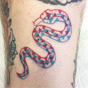 Snake tattoo by Winston the Whale #WinstontheWhale #anaglyph #3D #redink #blueink #snake