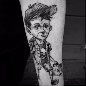 Punk kid tattoo by Jules Wenzel #JulesWenzel #illustrative #sketch #sketchstyle #blackwork #blckwrk