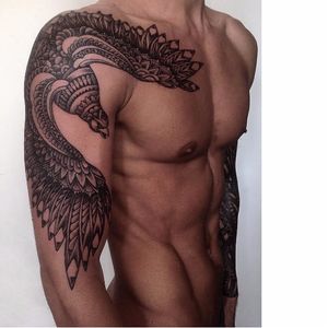 Elegant bird tattoo by Kristina Darmaeva #KristinaDarmaeva #blackwork #bird