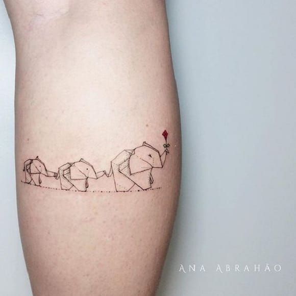 Origami elephants Tattoo  El Ugo blackwork tattoo tattoos ink elephant  origami  Small tattoos Ma tattoo Elephant tattoo