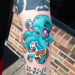 Octopus chibi tattoo by Mark Ford. #newschool #chibi #MarkFord
