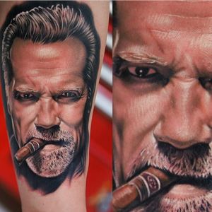 A portrait of Arnold Schwarzenegger from the Expendables by Khan (IG—khantattoo). #ArnoldSchwarzenegger #color #Expendables #Khan #realism