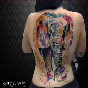 A very abstract watercolor elephant (IG—_mastablasta). ChrisSantos #elephant #watercolor