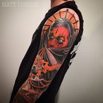Neo-Traditional Half Sleeve Tattoo by Matt Curzon #neotraditional #neotraditionalsleeve #sleeve #inspiration #MattCurzon