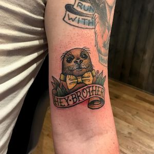 A little shoutout to the seal that that took Buster's hand by D.J. Chilcote (IG—chilcotejr_tattoo). #ArrestedDevelopment #DJChilcote #LooseSeal #traditional