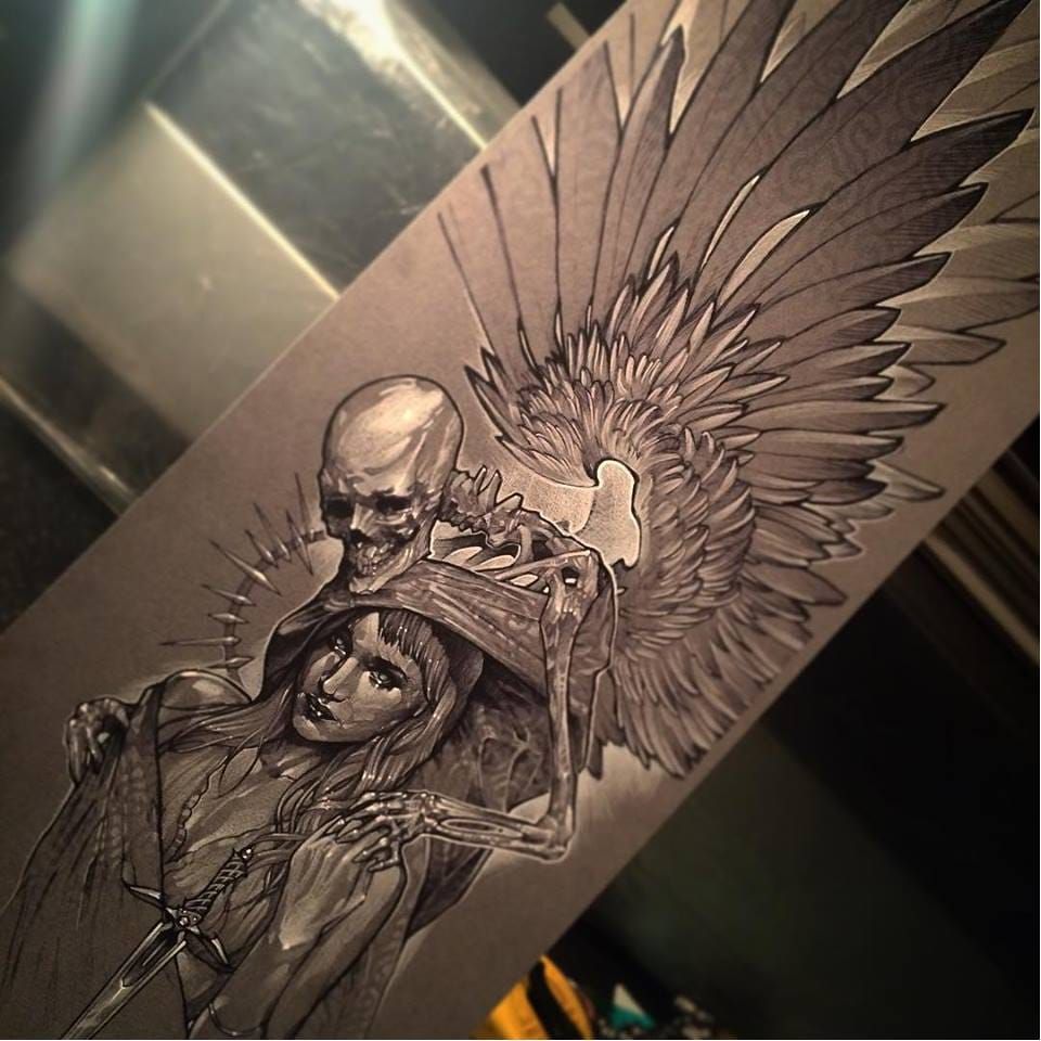 Oak Adams Skeleton Angel by Oak Adams TattooNOW