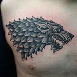 House Stark sigil tattoo by Alexis Zappia. #GOT #gameofthrones #tvshow #stark #direwolf #sigil
