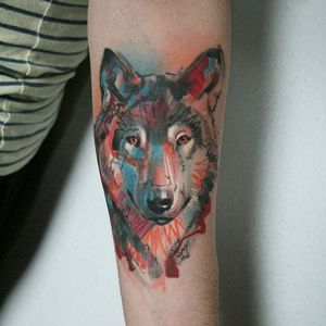 Wolf tattoo by Ael Lim. #AelLim #marker #style #semiabstract #contemporary #sketch #experimentalism #wolf
