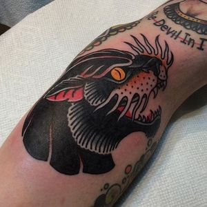 Panther Tattoo by Victor Vaclav #traditional #oldschooltattoo #classictattoos #boldwillhold #VictorVaclav