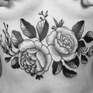 Botanical tattoo by Armelle Stb #ArmelleStb #flower #floral #blackwork #blckwrk #engraving #rose