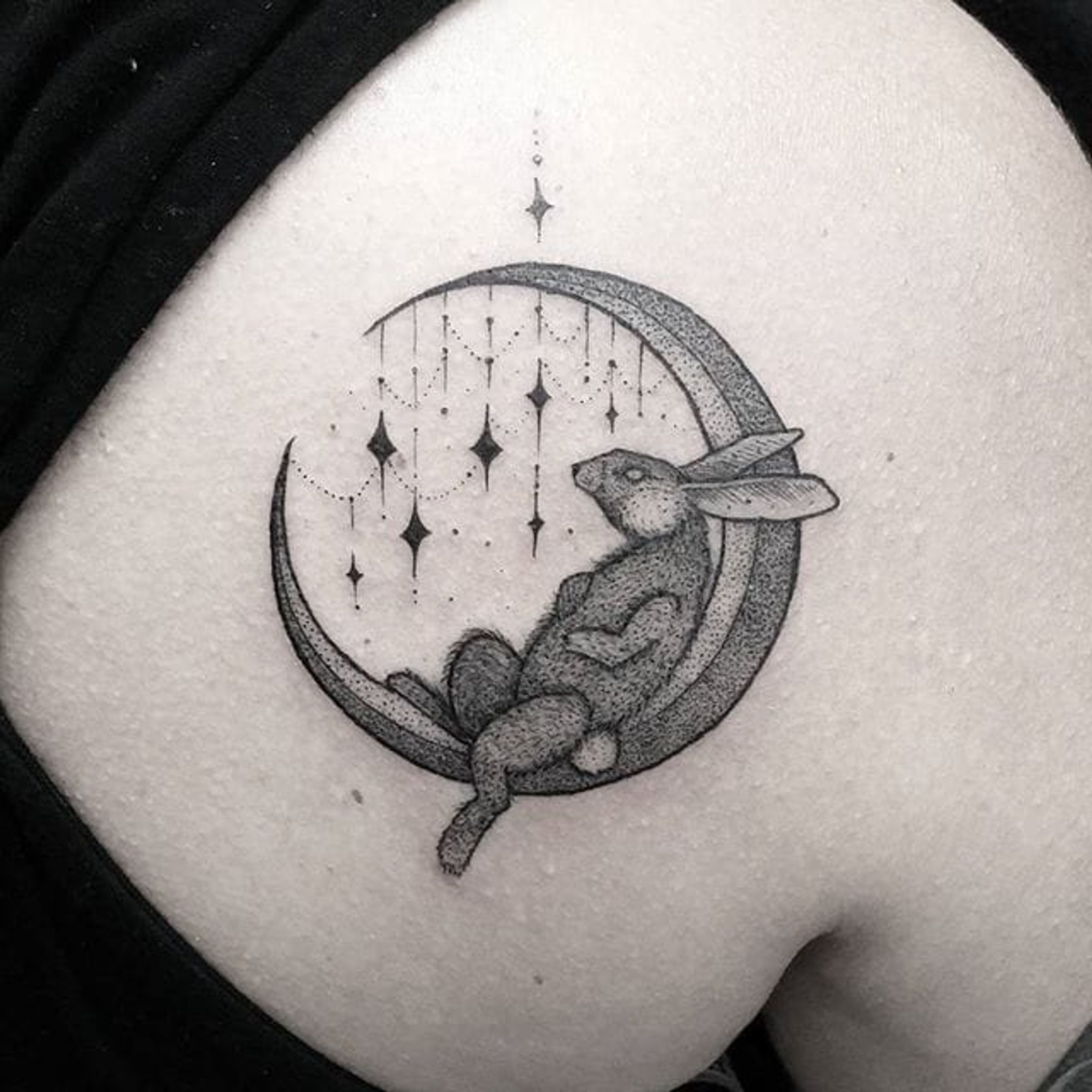 Tattoo uploaded by Robert Davies • Rabbit Moon Tattoo by Thomas Eckeard