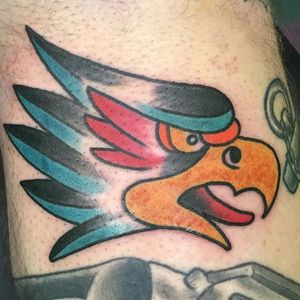 Eagle Head Tattoo by Jeremy Boddy #EagleHead #EagleTattoo #TraditionalEagle #Traditional #JeremyBoddy