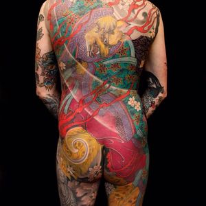 Tattoo by Shige #JapaneseTattoos #JapaneseBodysuits #Irezumi #Bodysuits #Backpiece #Shige #ShigeYellowBlaze