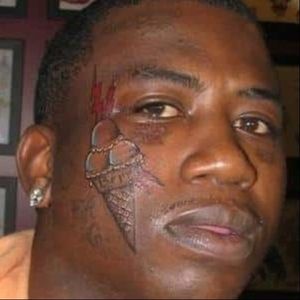 Awww, you got a tattoo of an ice cream cone? On your face?  There's no way you'll ever find success in this lifetime, my friend. #facetattoo #icecreamcone #guccimane