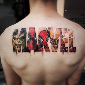 Marvel tattoo by Daniele Maiorano #DanieleMaiorano #tvtattoos #color #newtraditional #marvel #superhero #thehulk #deadpool #spiderman #wolverine #ironman #realism #realistic #comicbook #heros #tattoooftheday