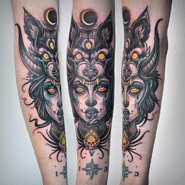 Girl with Wolf Headdress Tattoo by Shawn Monaco  Tattoos