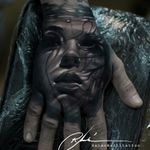 Beautiful hand tattoo by Raimo Marti #RaimoMarti #realistic #hyperrealistic #blackandgrey #3D #portrait #photorealistic
