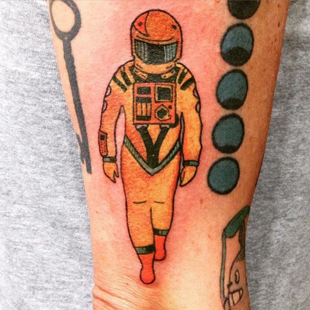 Tattoo uploaded by Tattoodo  2001 A Space Odyssey tattoo by Chris Rigoni  ChrisRigoni color newtraditional realism realistic abstract shapes  surreal space astronaut galaxy moon stars planet scifi helmet  tattoooftheday  Tattoodo