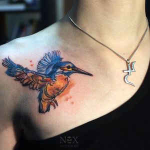 Kingfisher tattoo by Matty Nox #MattyNox #watercolor #kingfisher