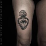 Beautiful sacred heart tattoo #sacredheart #MarcoMatarese #engraving #bw #blackwork