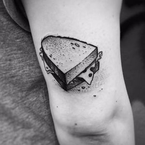 Fun sandwich tattoo by Jules Wenzel #JulesWenzel #illustrative #sketch #sketchstyle #blackwork #sandwich