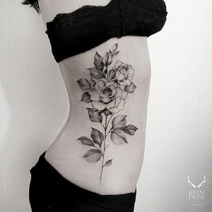 Garden-inspired tattoo by Zihwa. #Zihwa #blackwork #subtle #garden #flower #plant