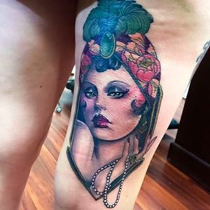 Gatsby girl Tattoo by Hannah Flowers @Hannahflowers_tattoos #Hannahflowerstattoos #girl #woman #lady #girltattoo #ladytattoo #Inkslavetattoos #gatsby #gatsbygirl #portrait