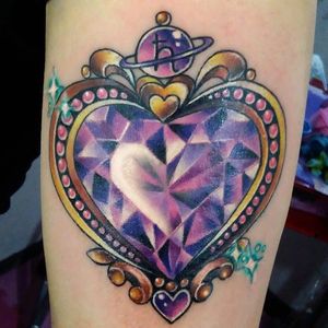 Purple Crystal Heart Tattoo #Crystal #Diamond #Heart #CrystalHeartTattoo #DiamondHeartTattoo #Purple